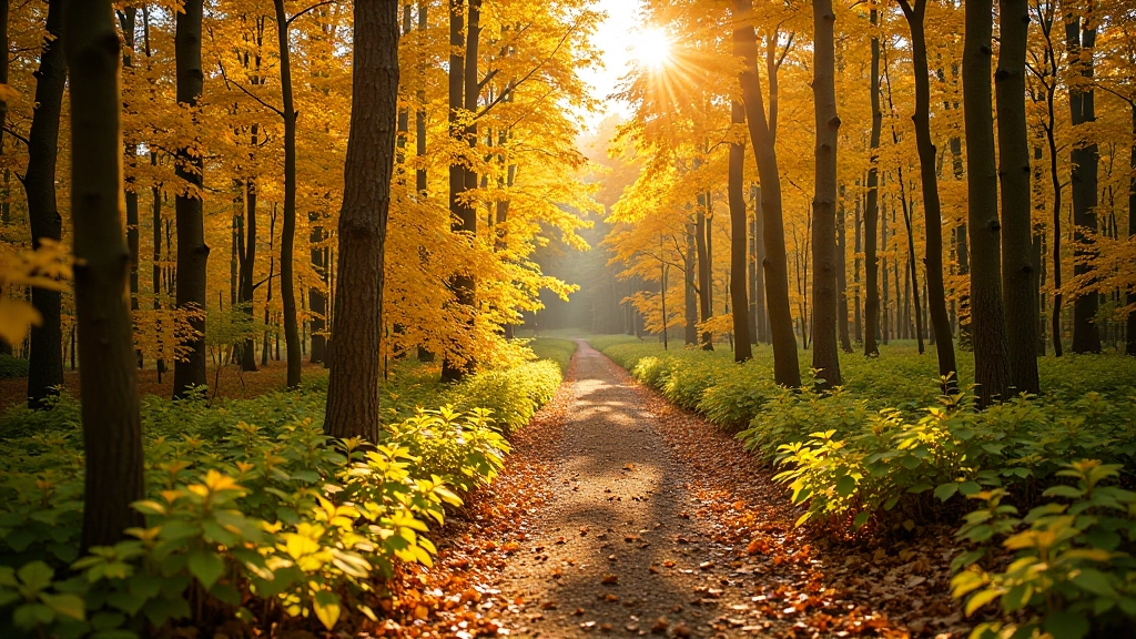 Scenic forest hiking trail with autumn foliage