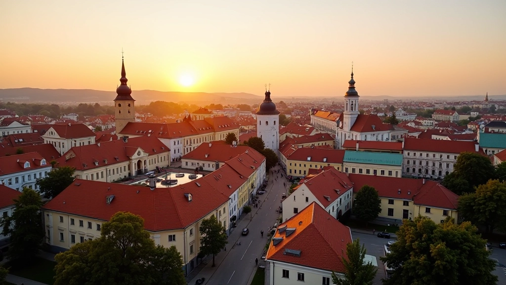 Aerial view of Vilnius historic city center with traditional architecture